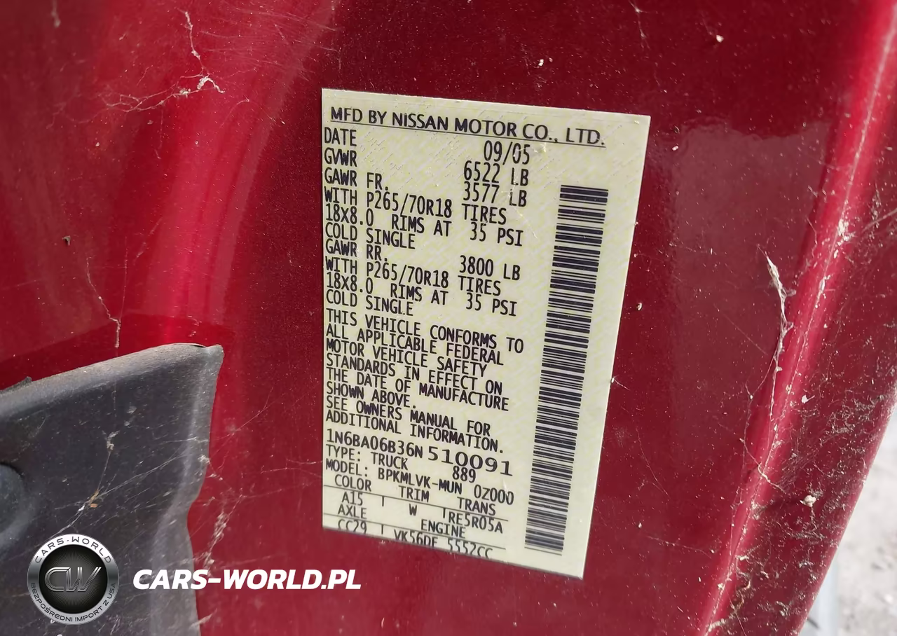 2006 Nissan Titan Le VIN:1N6BA06B36N510091 - 9