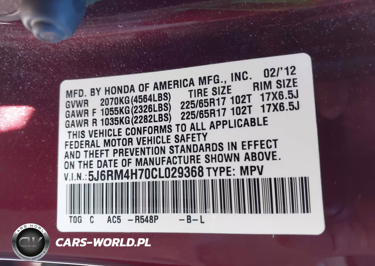 2012 Honda Cr-V Ex-L VIN:5J6RM4H70CL029368 - 9