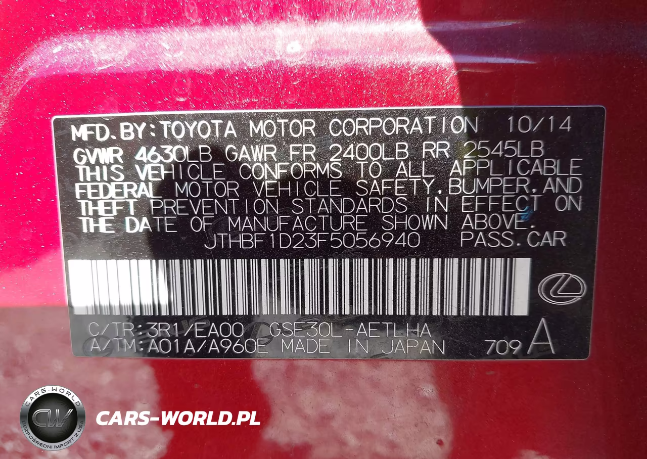 2015 Lexus Is 250 VIN:JTHBF1D23F5056940 - 9