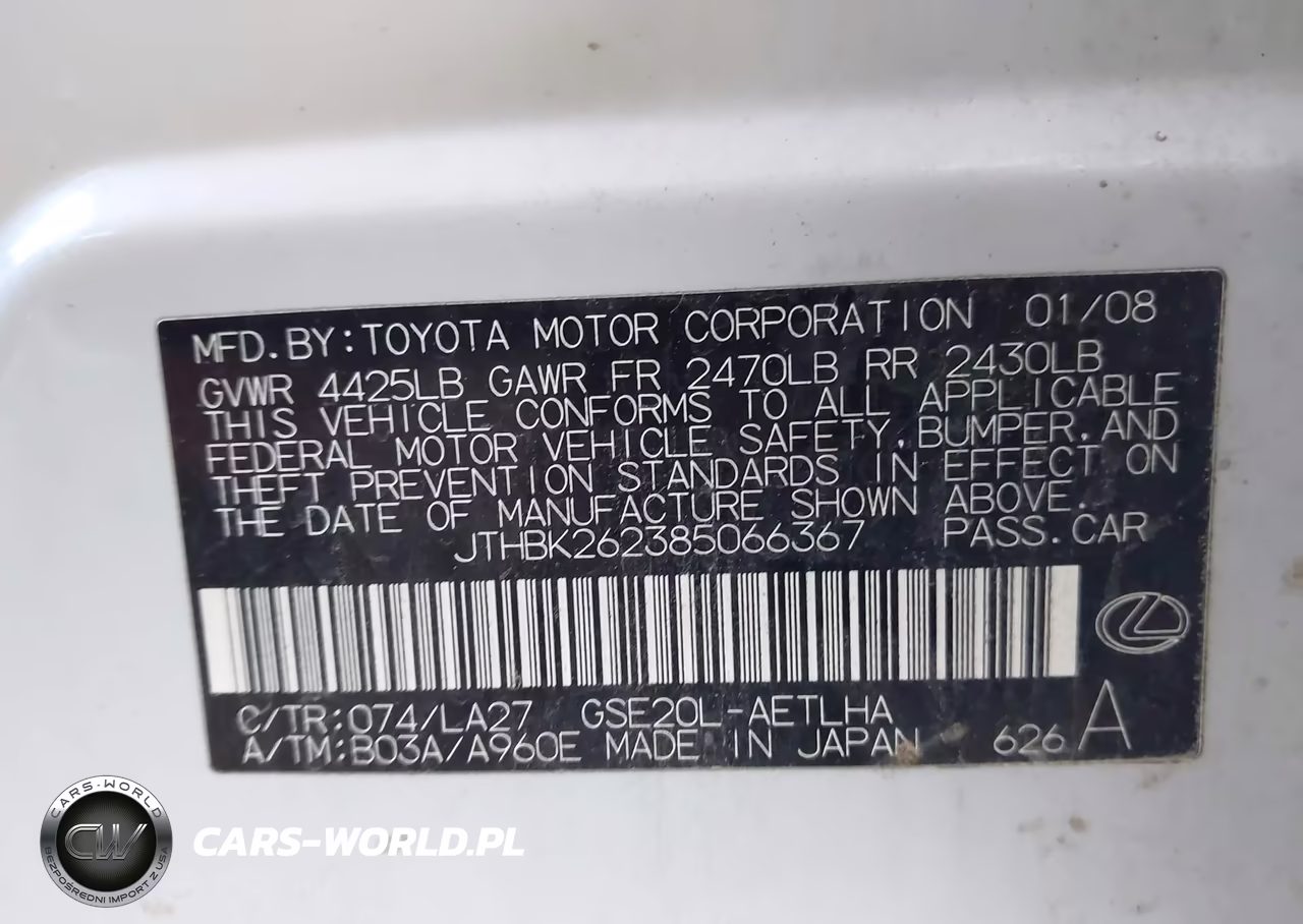 2008 Lexus Is 250 VIN:JTHBK262385066367 - 9