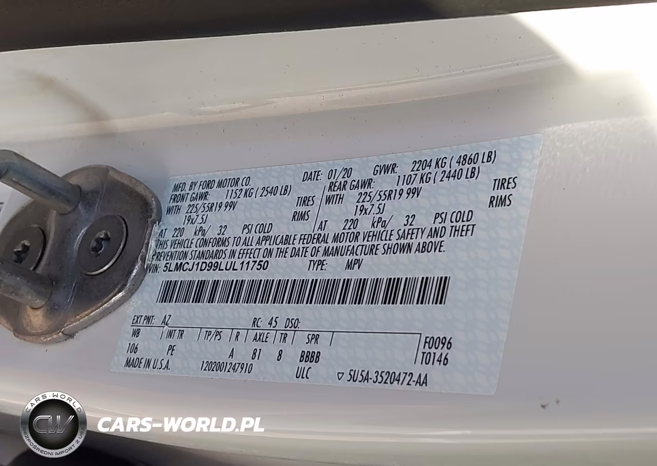 2020 Lincoln Corsair Standard VIN:5LMCJ1D99LUL11750 - 9