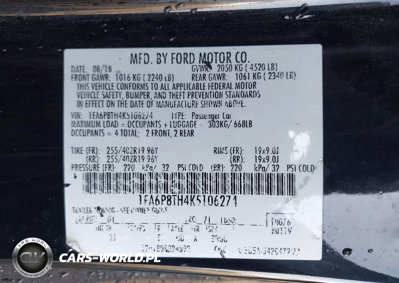 2019 Ford Mustang Ecoboost VIN:1FA6P8TH4K5106274 - 9