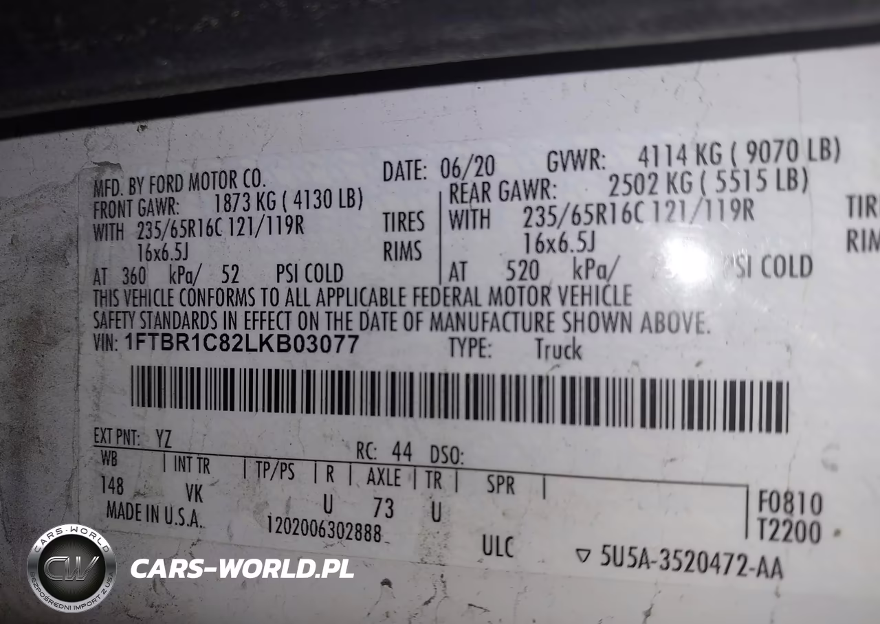 2020 Ford Transit-250 VIN:1FTBR1C82LKB03077 - 9