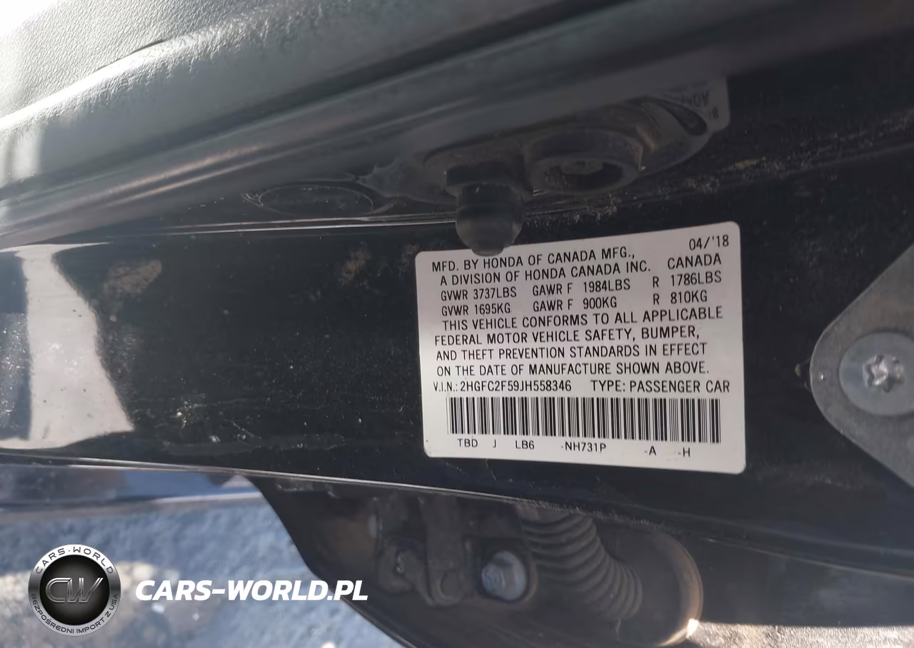 2018 Honda Civic Lx VIN:2HGFC2F59JH558346 - 9