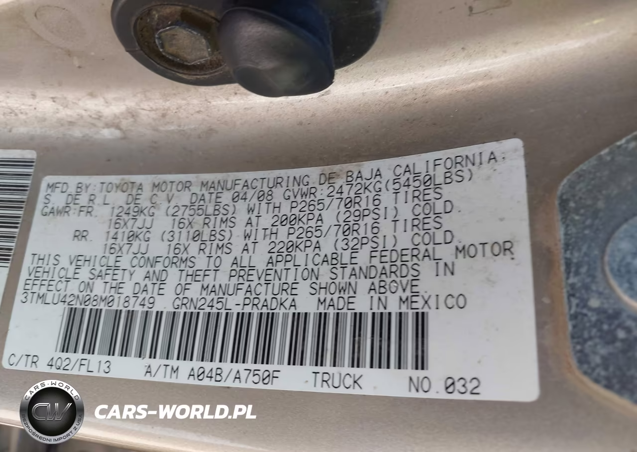 2008 Toyota Tacoma Base V6 VIN:3TMLU42N08M018749 - 9