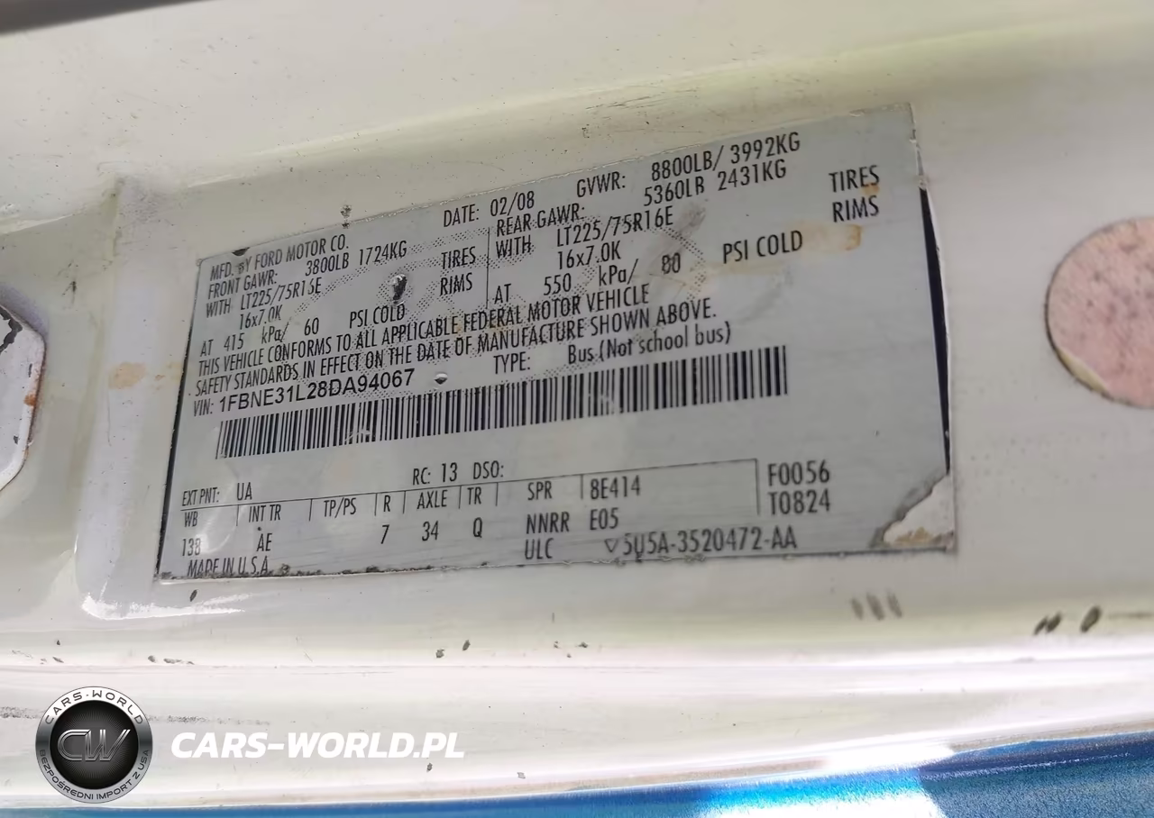2008 Ford E-350 Super Duty Xl-Xlt VIN:1FBNE31L28DA94067 - 9