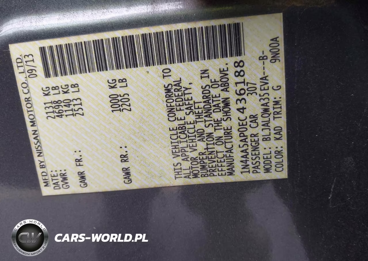 2014 Nissan Maxima 3.5 S VIN:1N4AA5AP0EC436188 - 9
