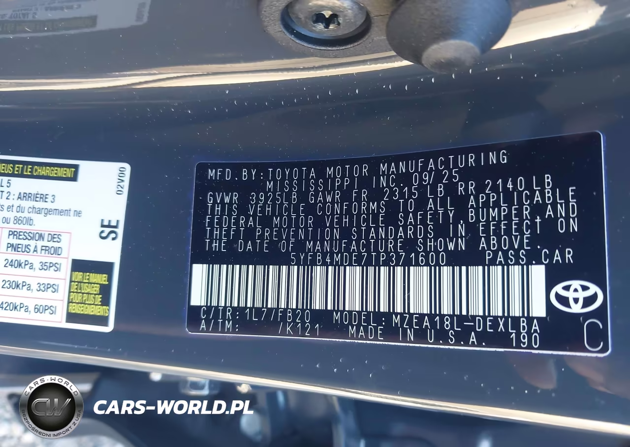 2026 Toyota Corolla Le VIN:5YFB4MDE7TP371600 - 9