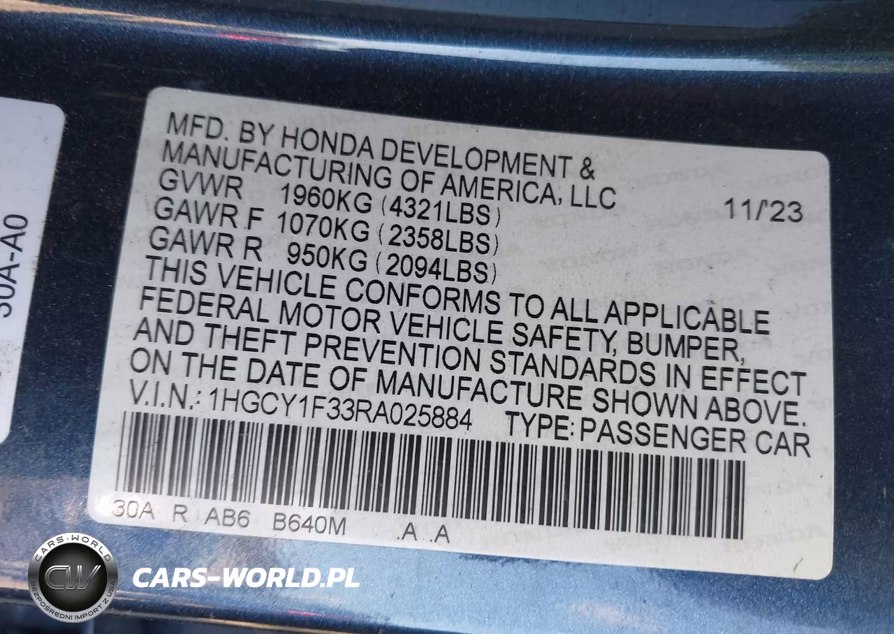 2024 Honda Accord Ex VIN:1HGCY1F33RA025884 - 9