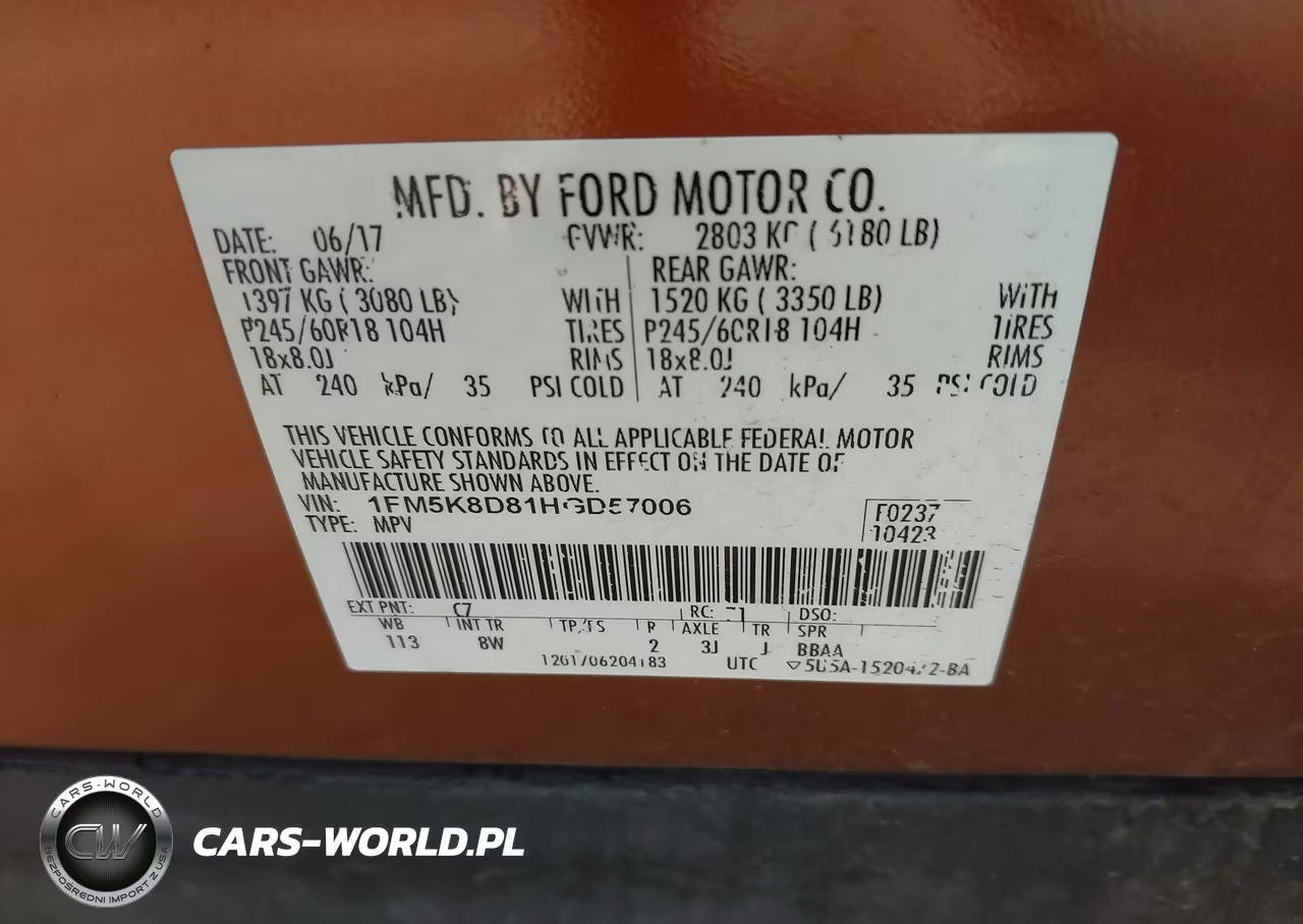 2017 Ford Explorer Xlt VIN:1FM5K8D81HGD57006 - 9