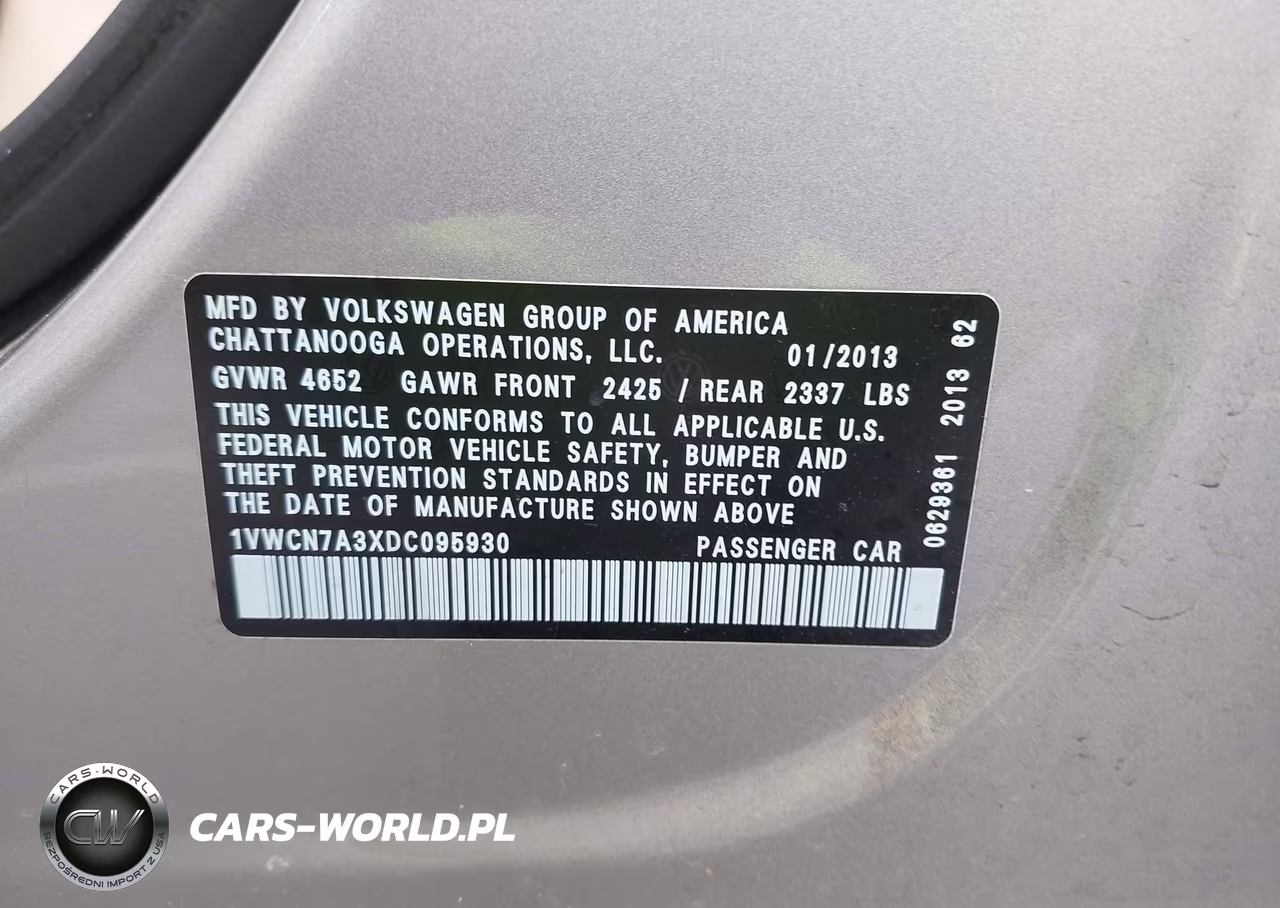 2013 Volkswagen Passat 2.0L Tdi Sel Premium VIN:1VWCN7A3XDC095930 - 9