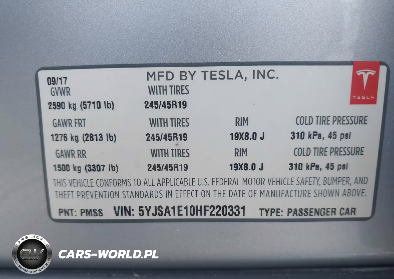 2017 Tesla Model S 60-75 VIN:5YJSA1E10HF220331 - 9