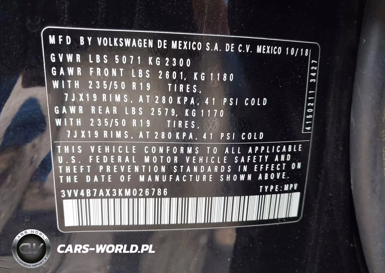 2019 Volkswagen Tiguan 2.0T Sel Premium-2.0T Sel Premium R-Line VIN:3VV4B7AX3KM026786 - 9