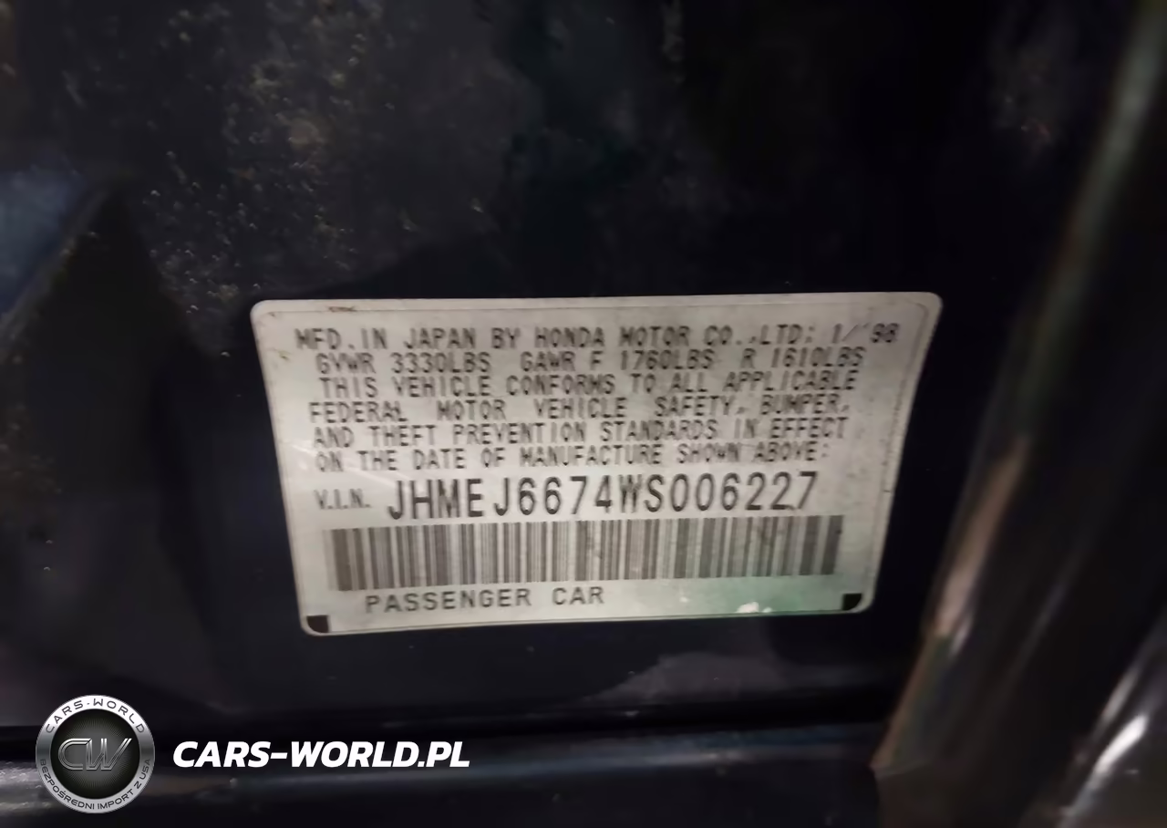 1998 Honda Civic Lx VIN:JHMEJ6674WS006227 - 9
