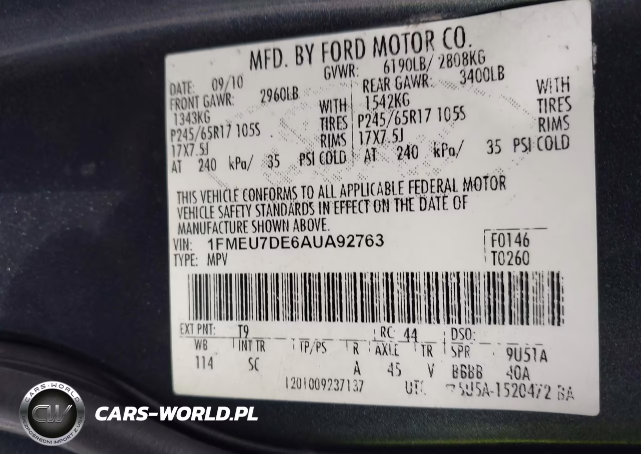2010 Ford Explorer Xlt VIN:1FMEU7DE6AUA92763 - 9