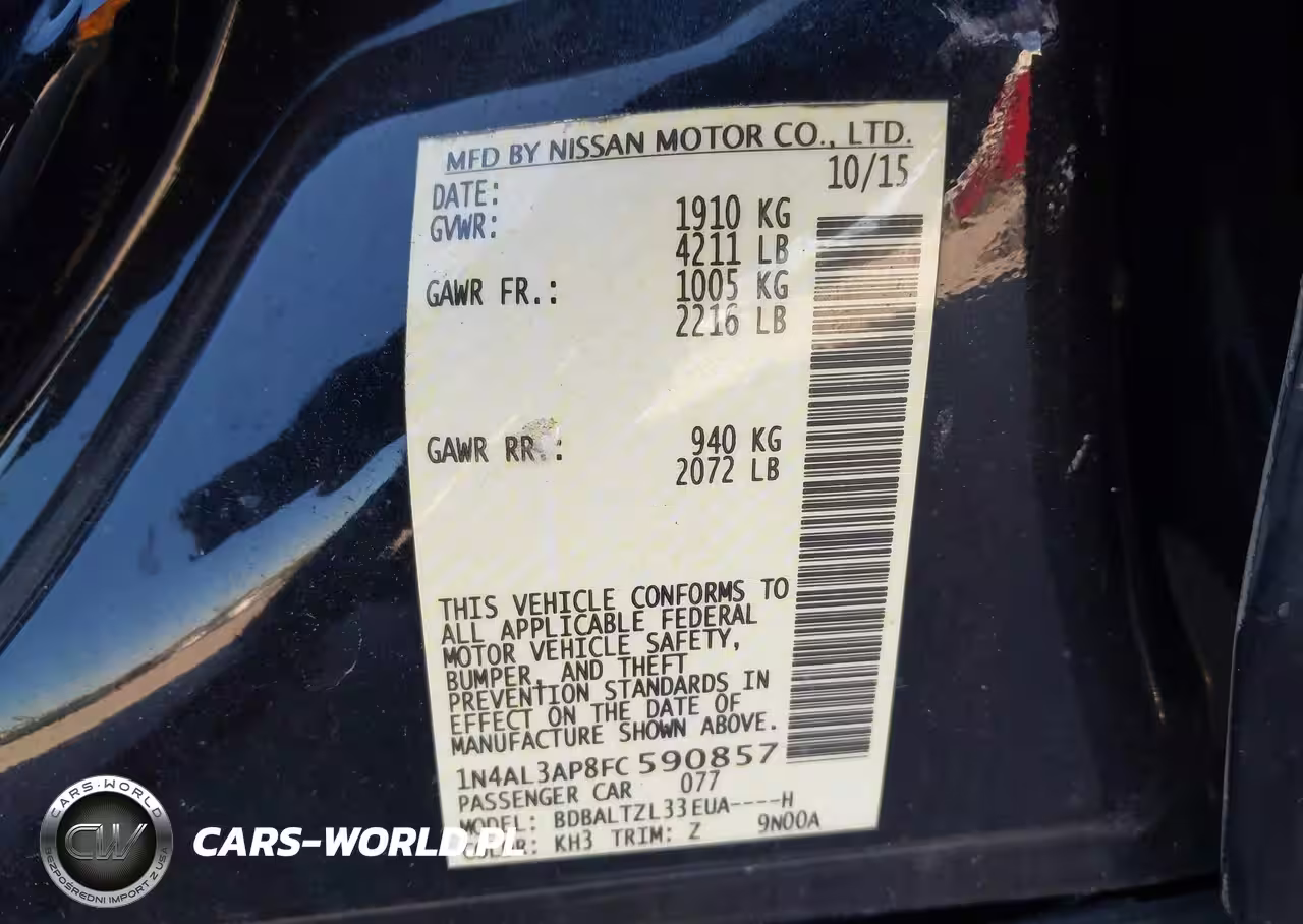 2015 Nissan Altima 2.5 Sl VIN:1N4AL3AP8FC590857 - 9