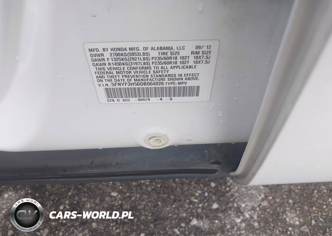 2013 Honda Pilot Ex-L VIN:5FNYF3H50DB004026 - 9