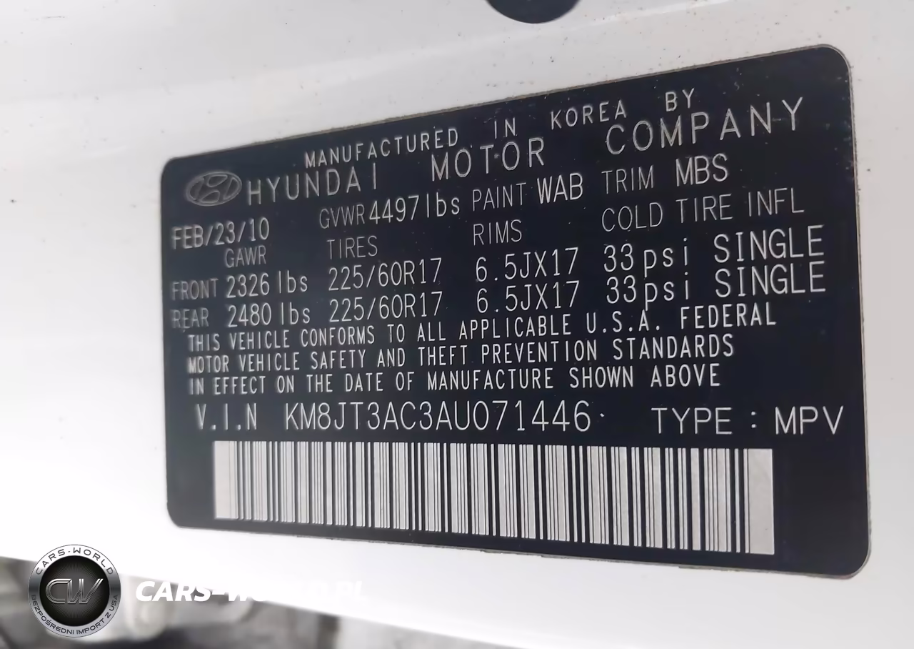 2010 Hyundai Tucson Gls VIN:KM8JT3AC3AU071446 - 9