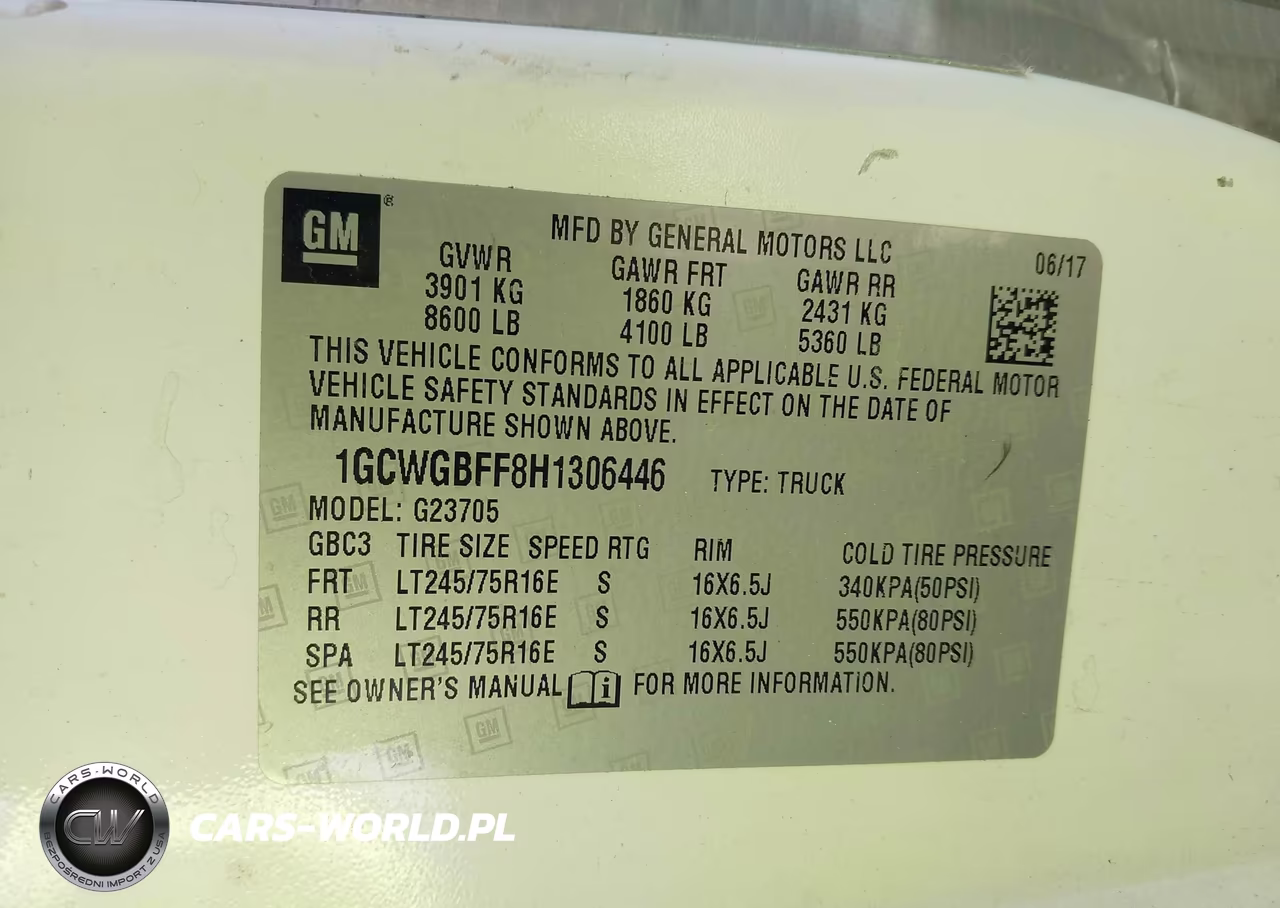 2017 Chevrolet Express 2500 Work Van VIN:1GCWGBFF8H1306446 - 9