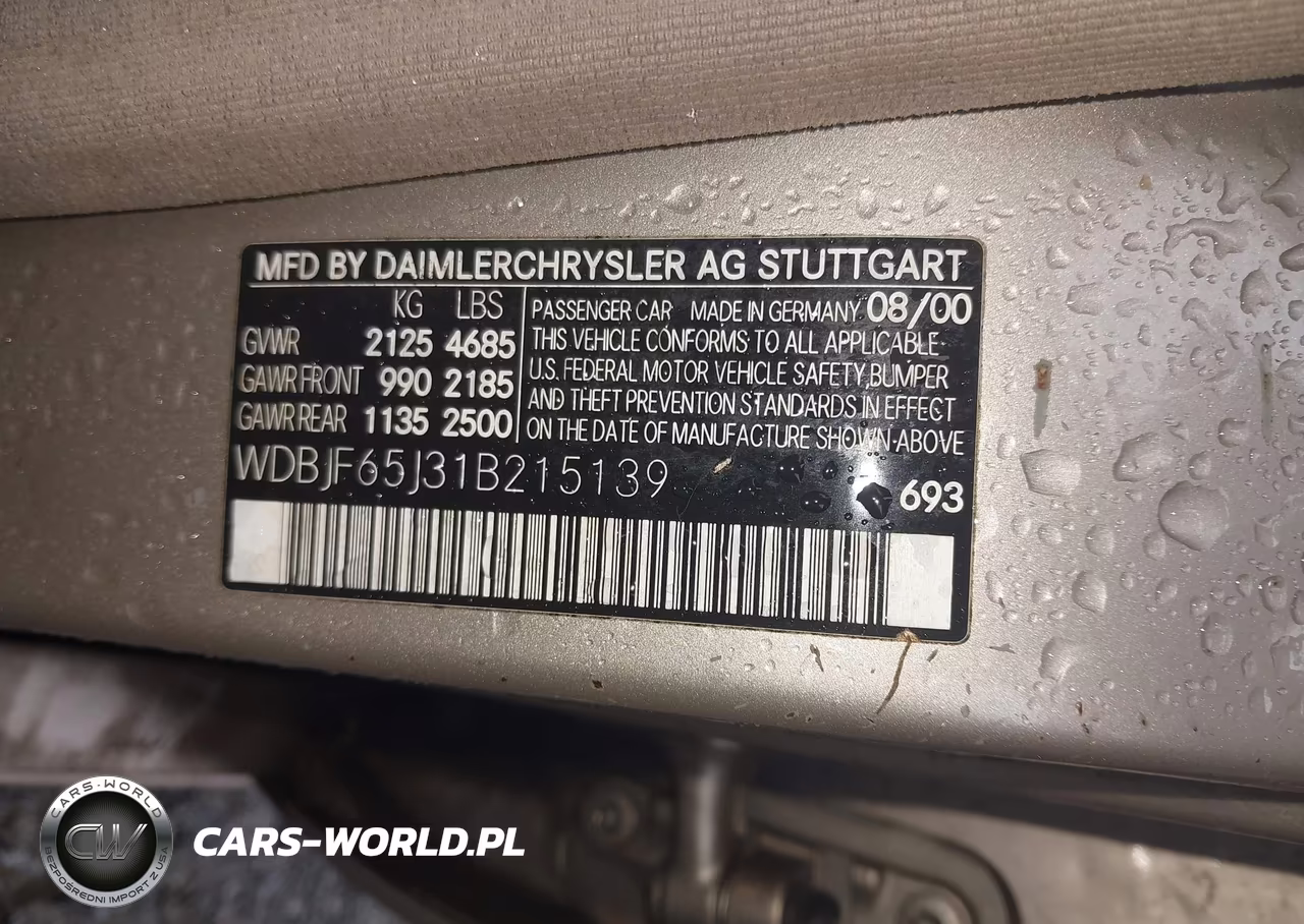 2001 Mercedes-Benz E 320 VIN:WDBJF65J31B215139 - 9
