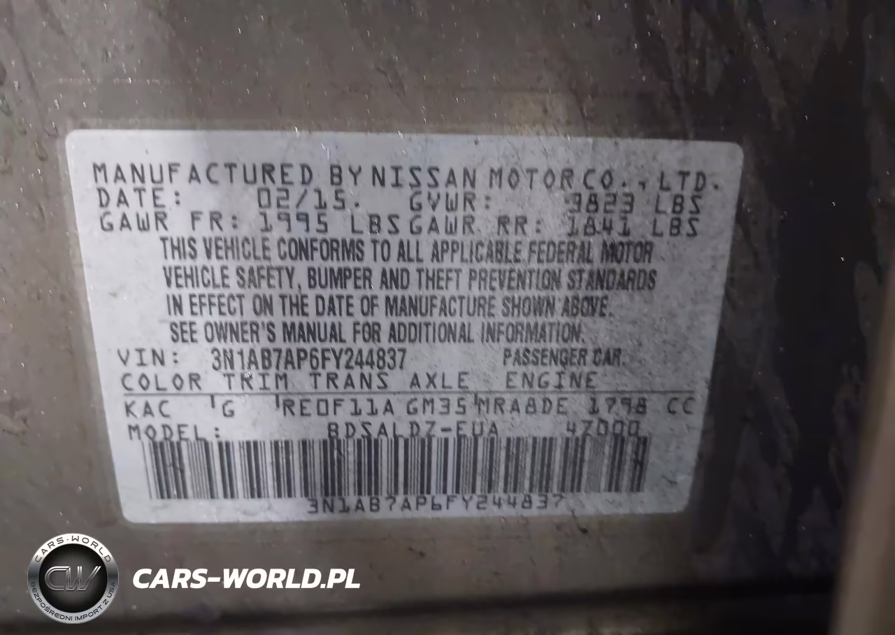 2015 Nissan Sentra Fe+ S-S-Sl-Sr-Sv VIN:3N1AB7AP6FY244837 - 9