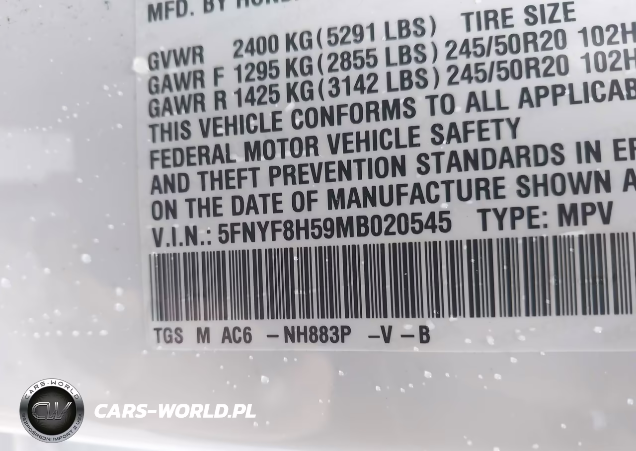 2021 Honda Passport Awd Ex-L VIN:5FNYF8H59MB020545 - 9