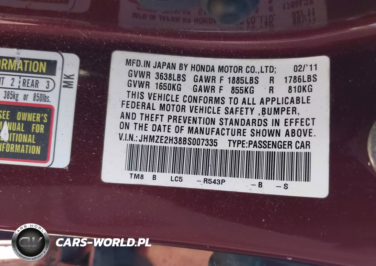 2011 Honda Insight VIN:JHMZE2H38BS007335 - 9