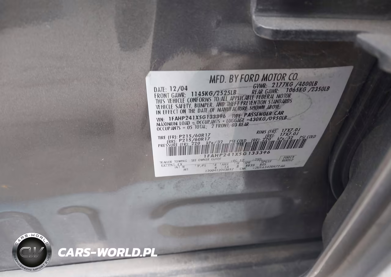 2005 Ford Five Hundred Sel VIN:1FAHP241X5G133396 - 9