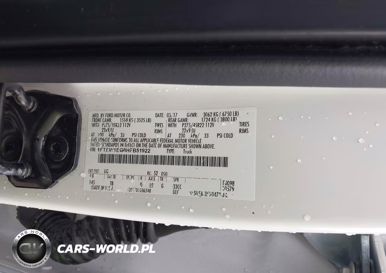 2017 Ford F-150 Limited VIN:1FTEW1EG8HFB51922 - 9