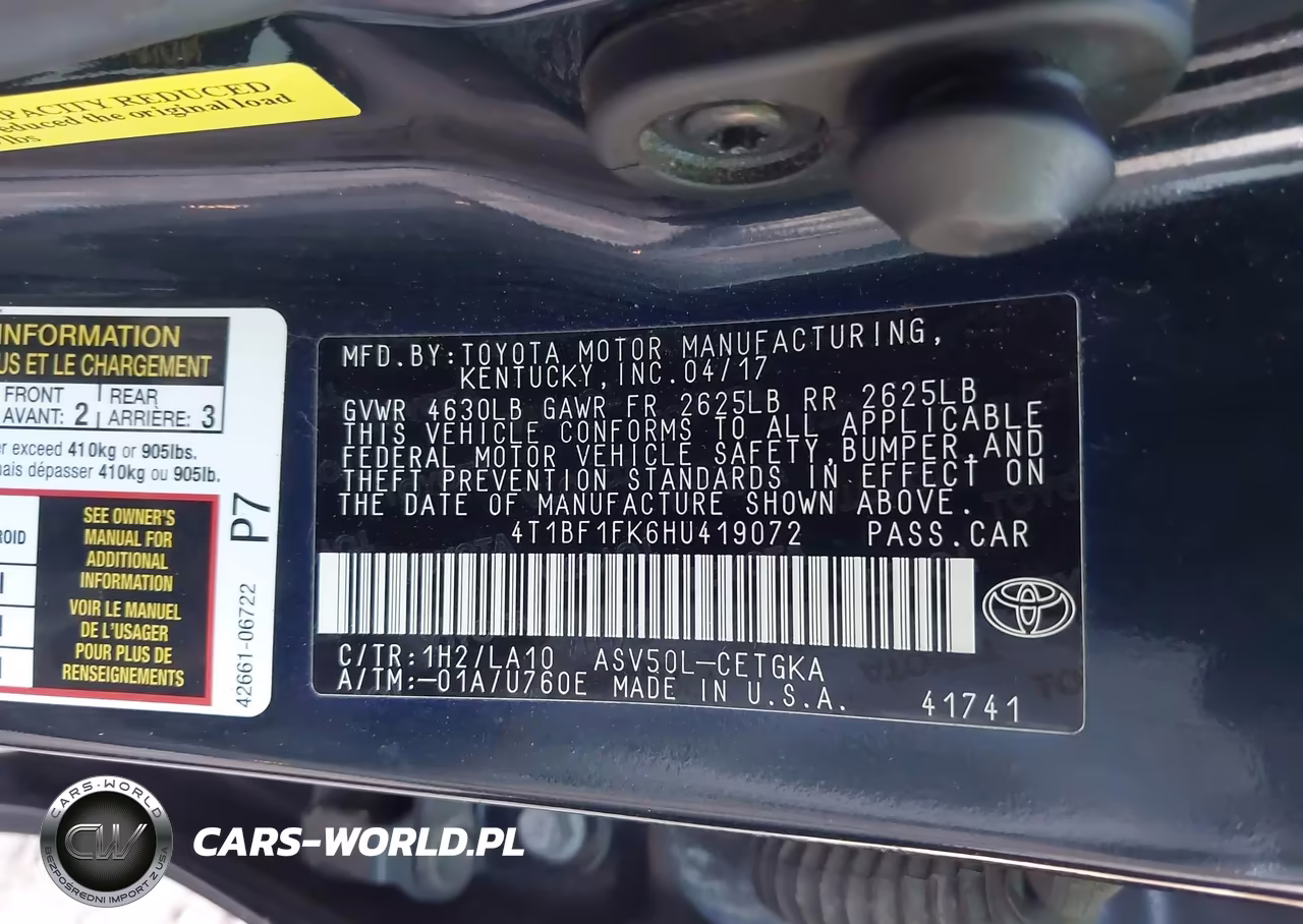2017 Toyota Camry Xle VIN:4T1BF1FK6HU419072 - 9