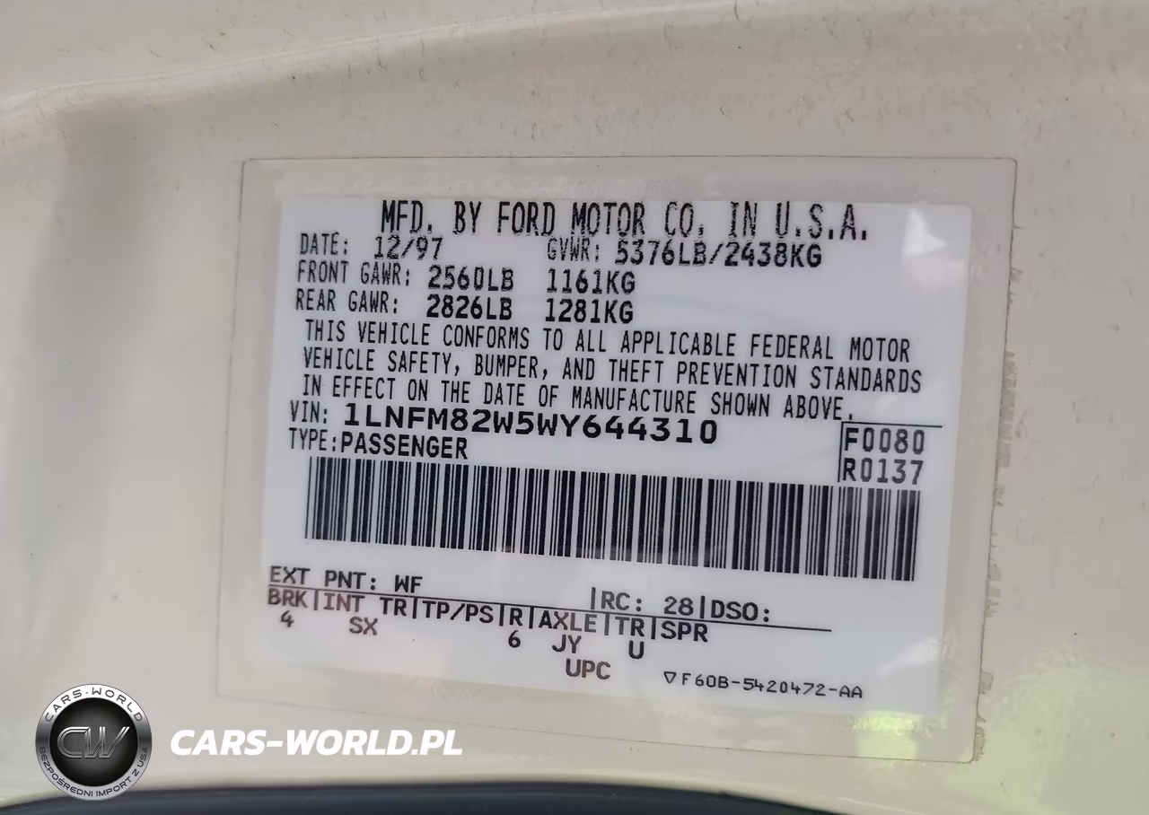 1998 Lincoln Town Car Signature VIN:1LNFM82W5WY644310 - 9