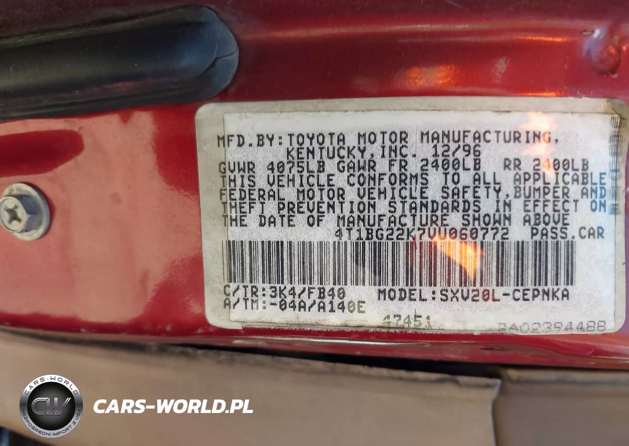 1997 Toyota Camry Le VIN:4T1BG22K7VU060772 - 9