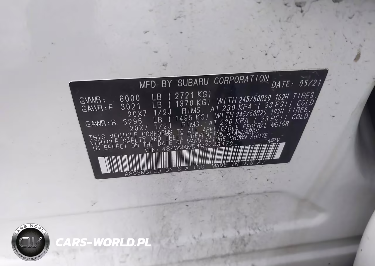 2021 Subaru Ascent Limited VIN:4S4WMAMD4M3448470 - 9