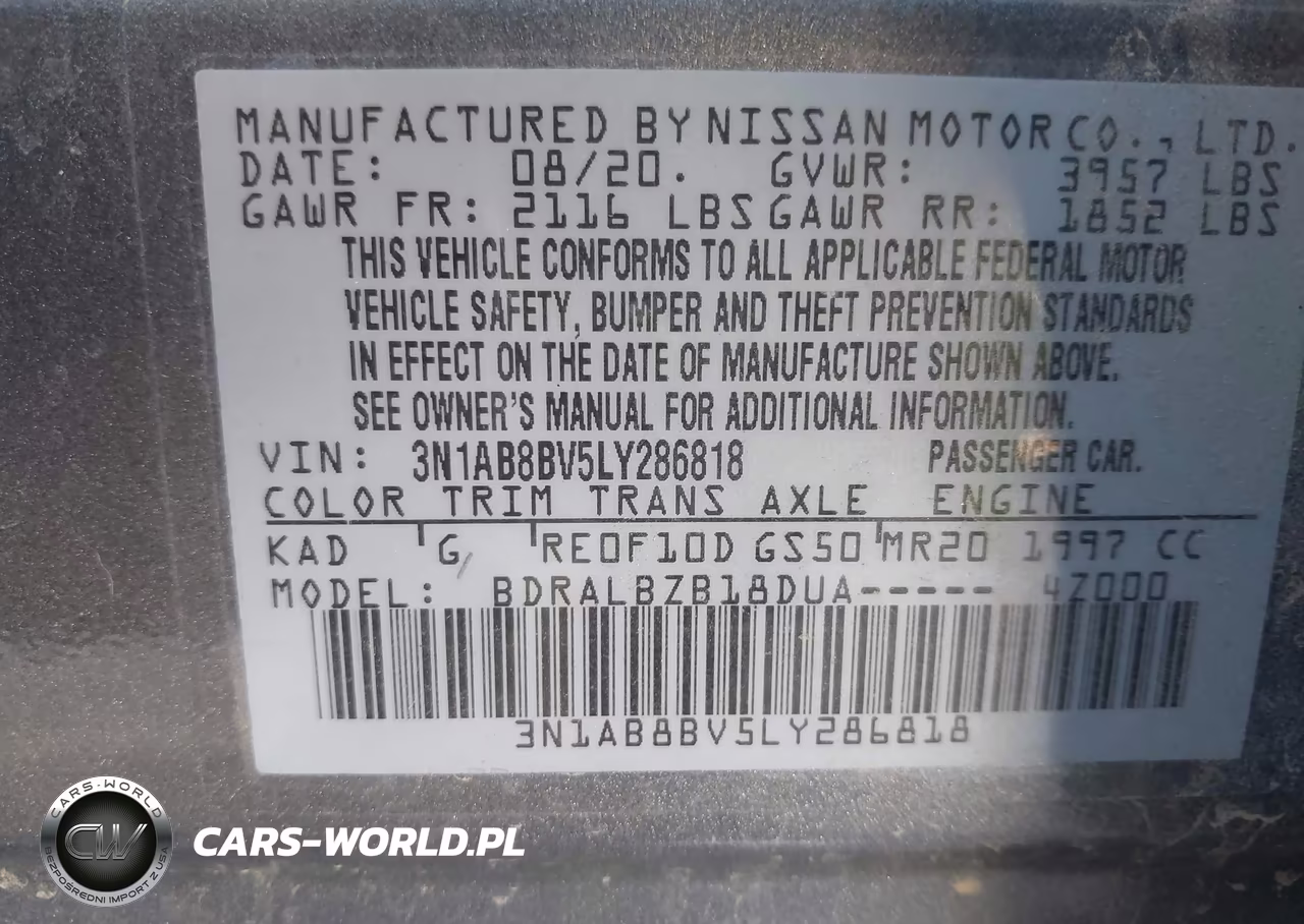 2020 Nissan Sentra S Xtronic Cvt VIN:3N1AB8BV5LY286818 - 9