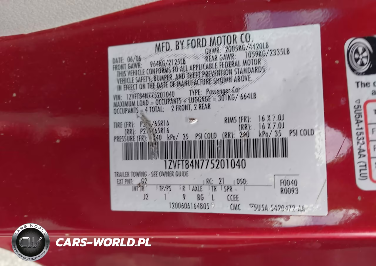 2007 Ford Mustang V6 Deluxe-V6 Premium VIN:1ZVFT84N775201040 - 9