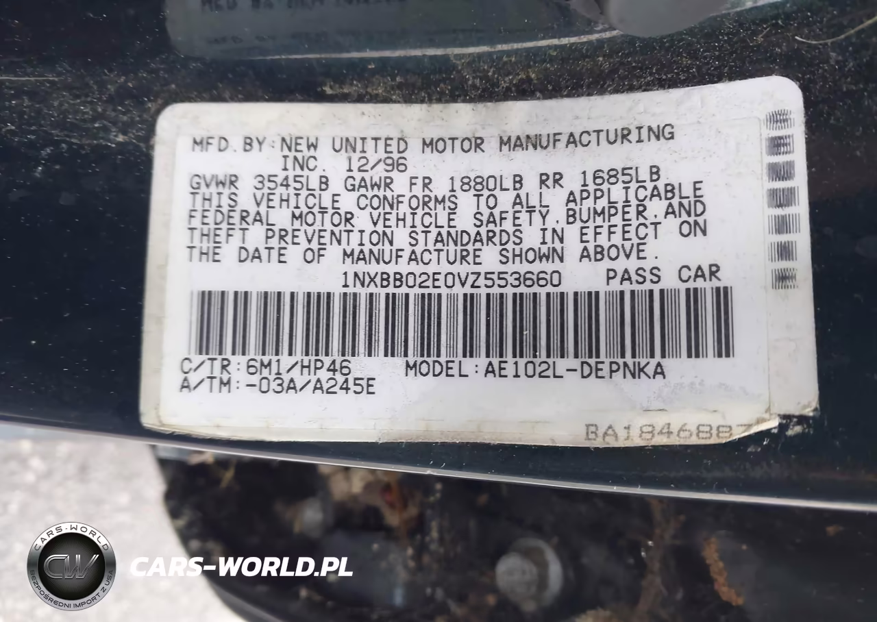 1997 Toyota Corolla Dx VIN:1NXBB02E0VZ553660 - 9