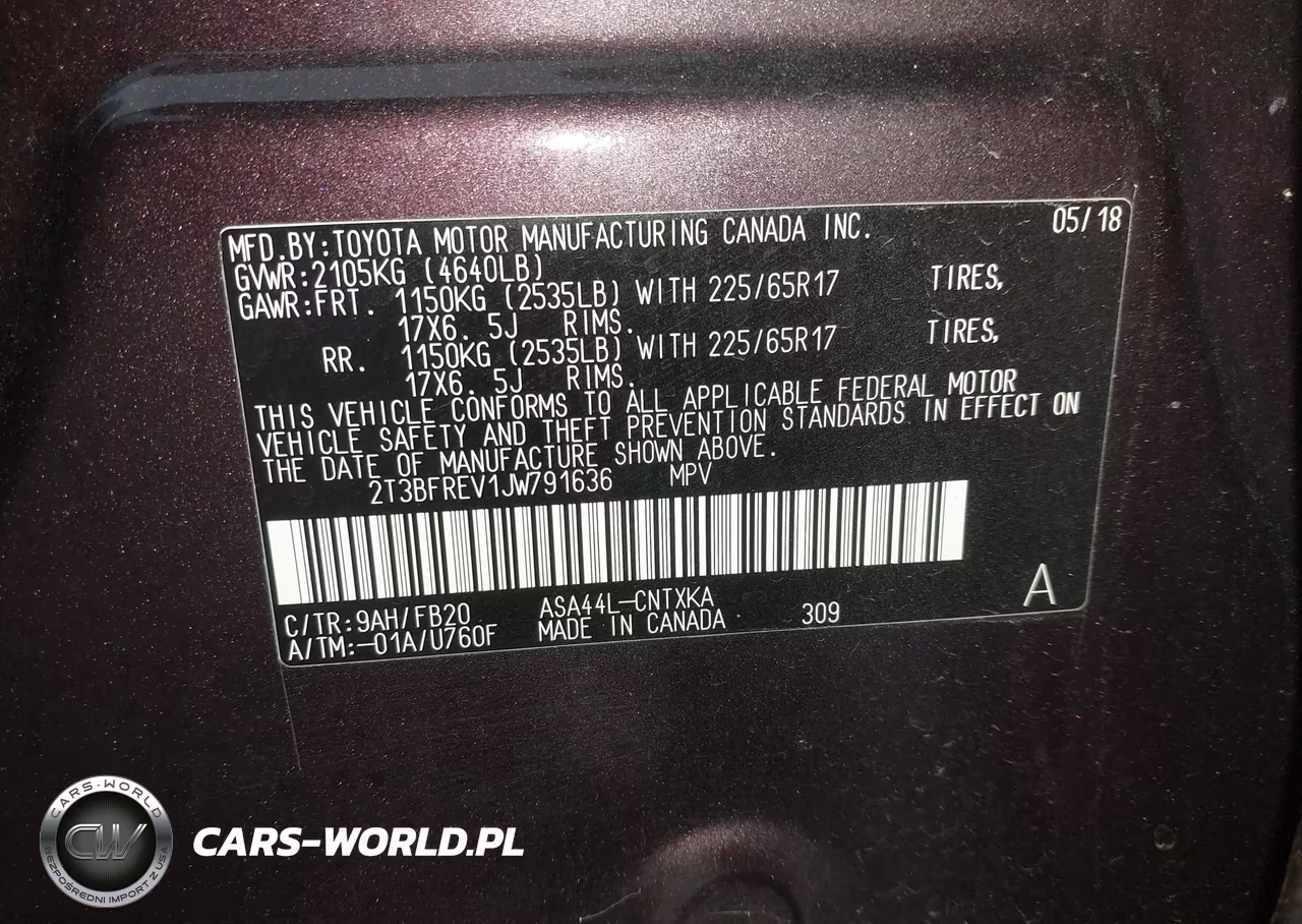 2018 Toyota Rav4 Le VIN:2T3BFREV1JW791636 - 9