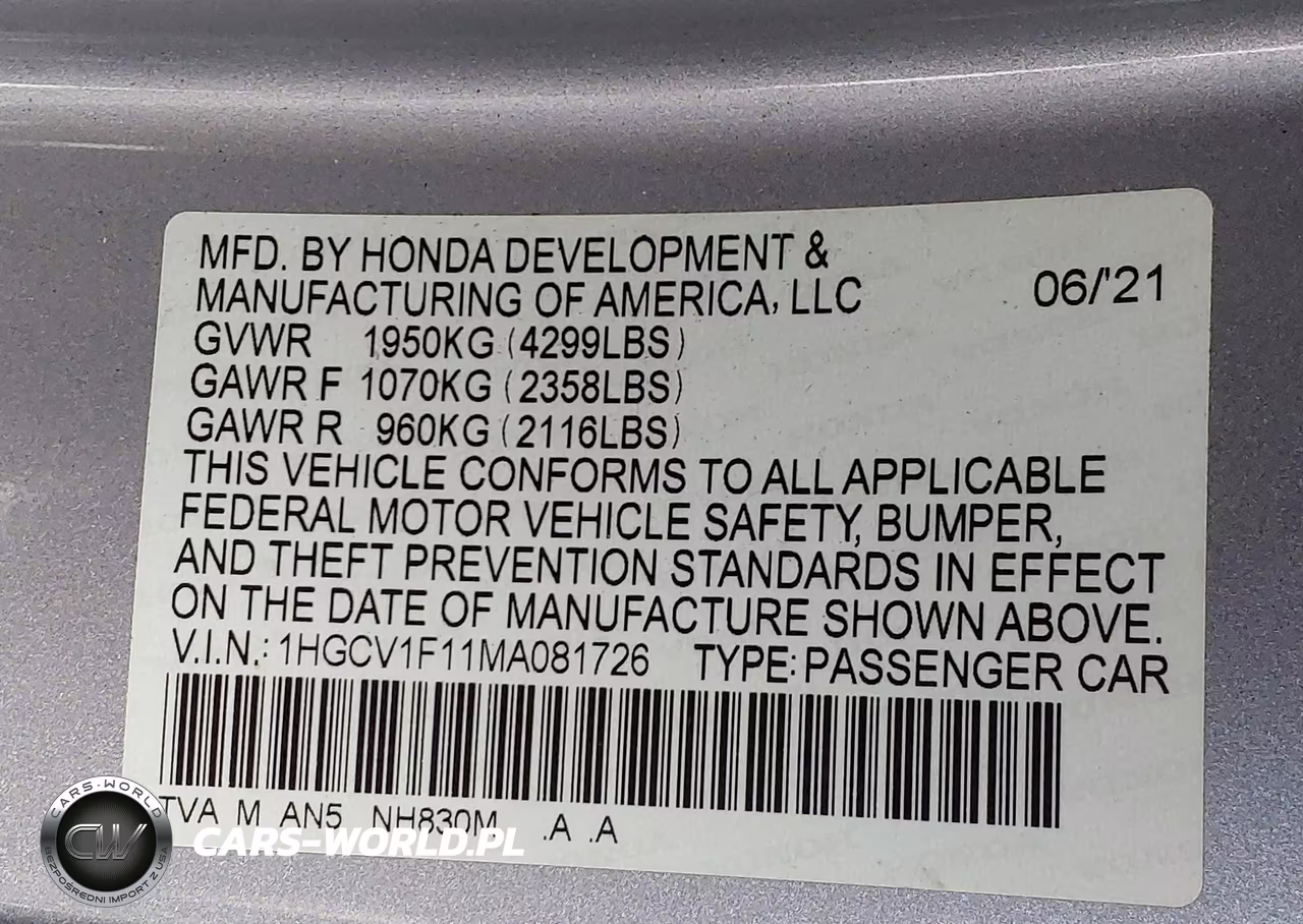 2021 Honda Accord Lx VIN:1HGCV1F11MA081726 - 9