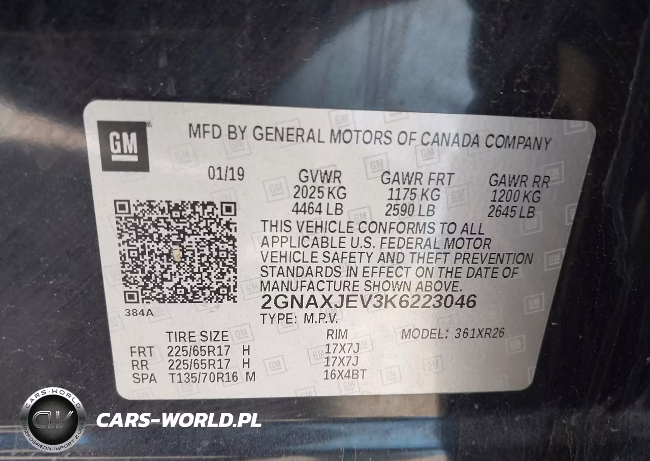 2019 Chevrolet Equinox Lt VIN:2GNAXJEV3K6223046 - 9