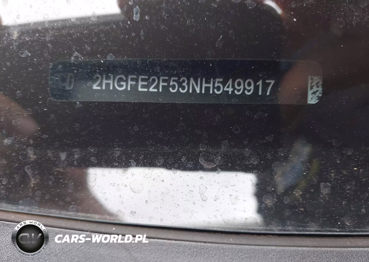 2022 Honda Civic Sport VIN:2HGFE2F53NH549917 - 9