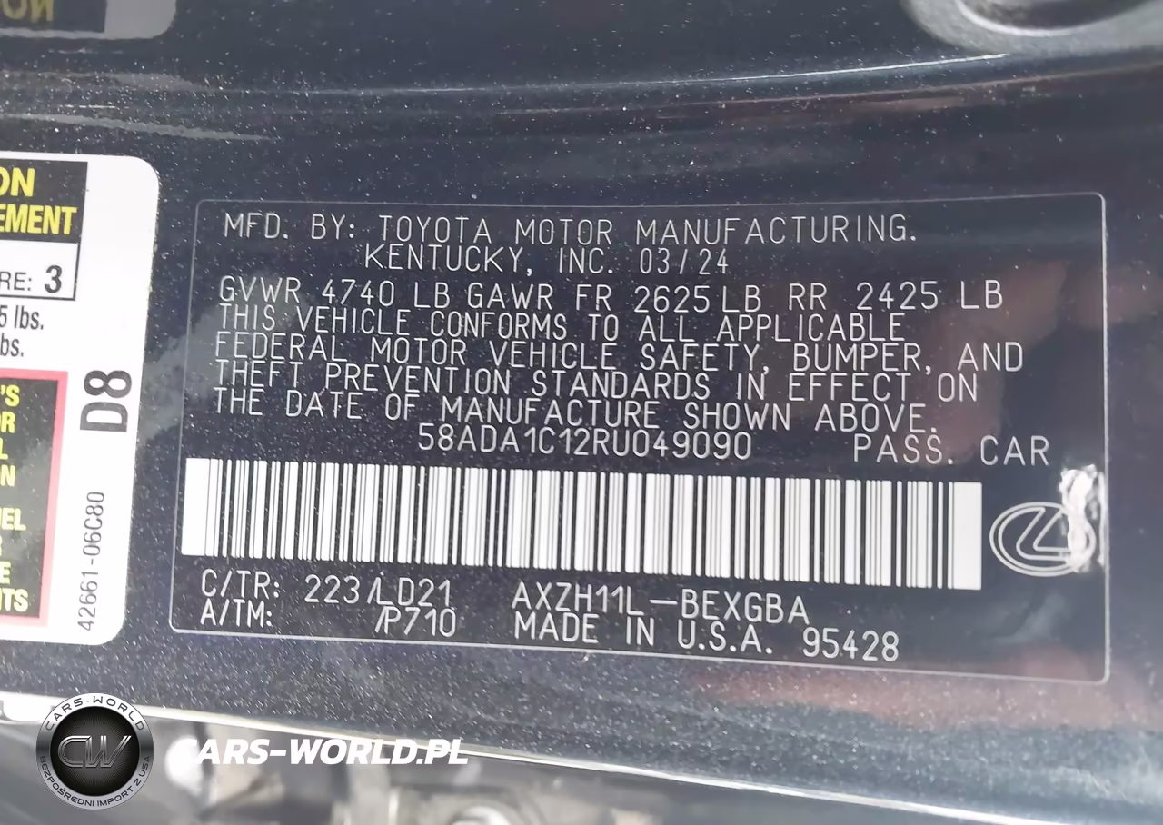 2024 Lexus Es 300H VIN:58ADA1C12RU049090 - 9