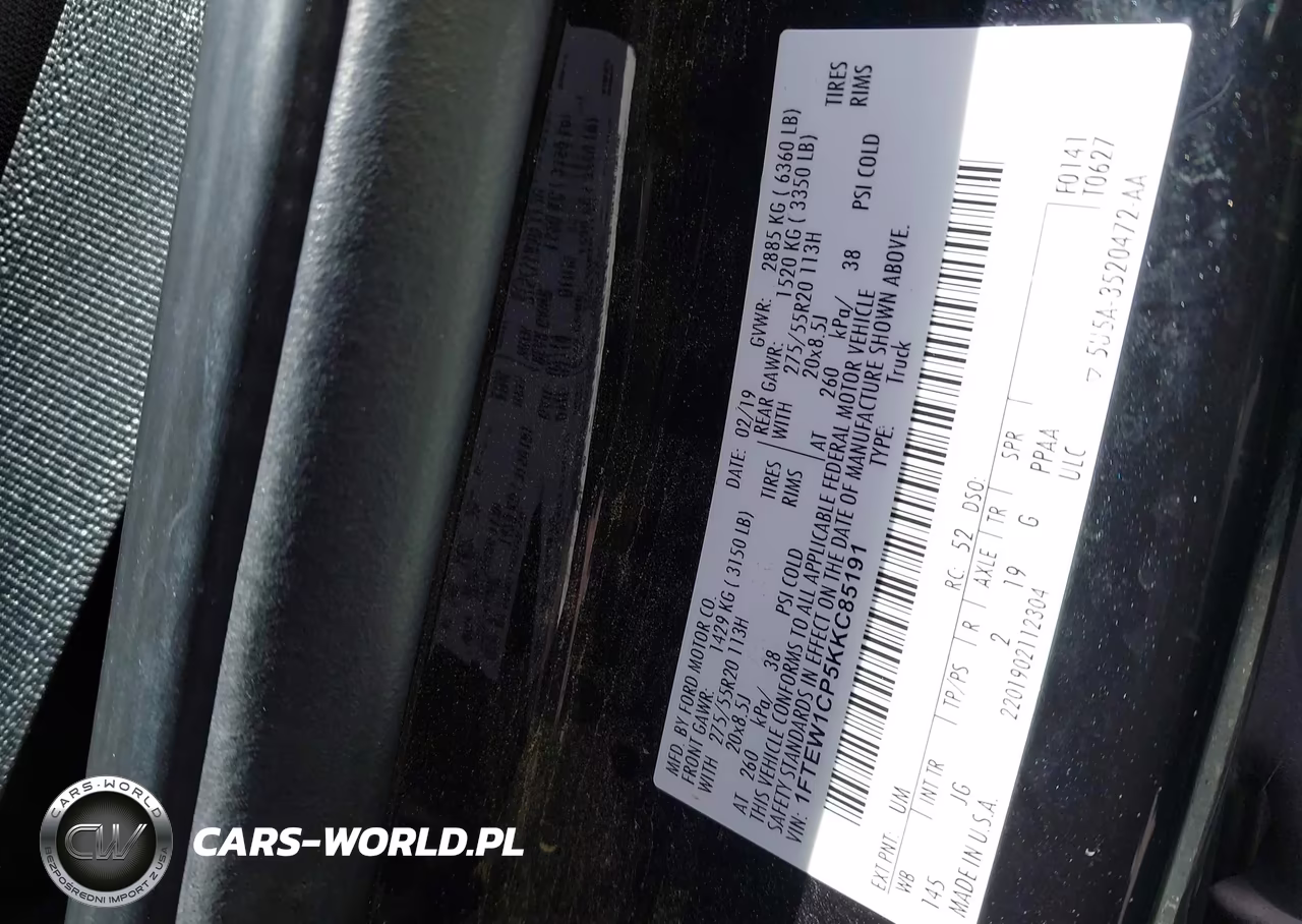 2019 Ford F-150 Xl VIN:1FTEW1CP5KKC85191 - 9