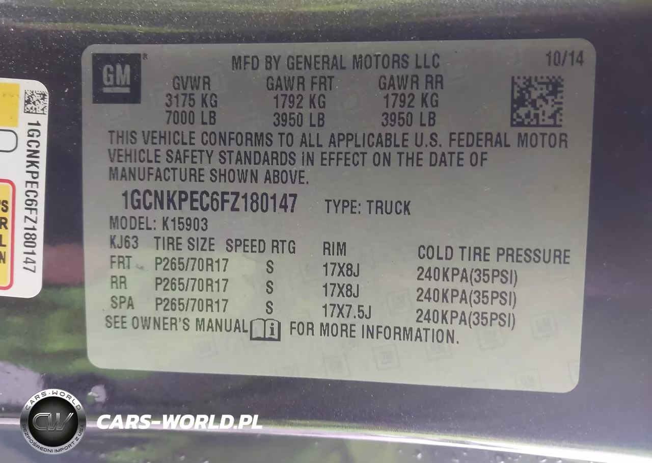 2015 Chevrolet Silverado 1500 Wt VIN:1GCNKPEC6FZ180147 - 9