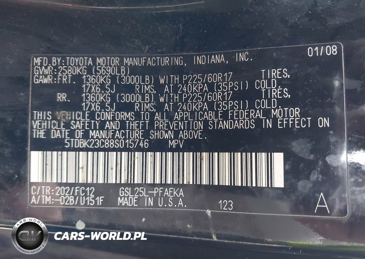 2008 Toyota Sienna Le VIN:5TDBK23C88S015746 - 9