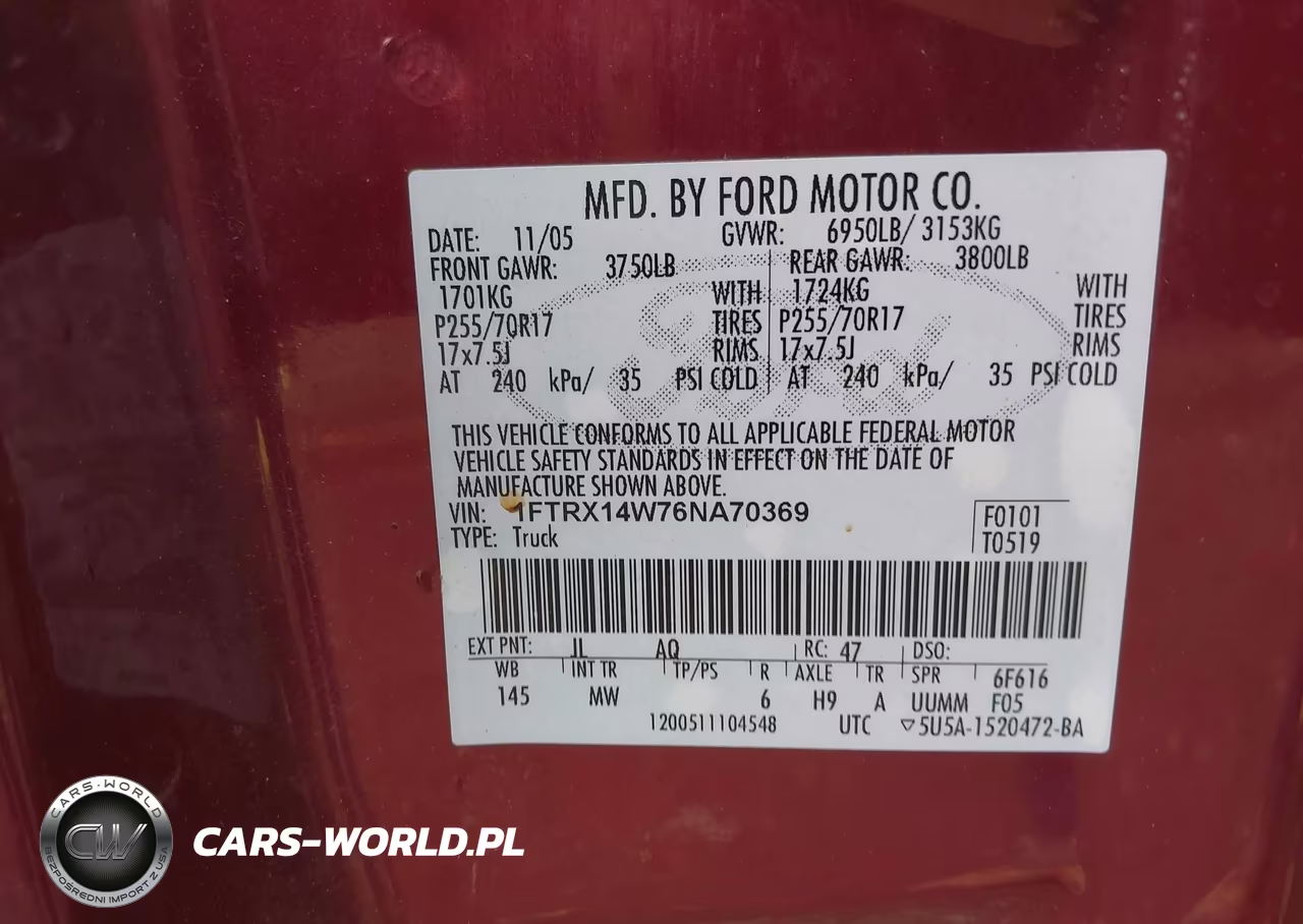 2006 Ford F-150 Stx-Xl-Xlt VIN:1FTRX14W76NA70369 - 9