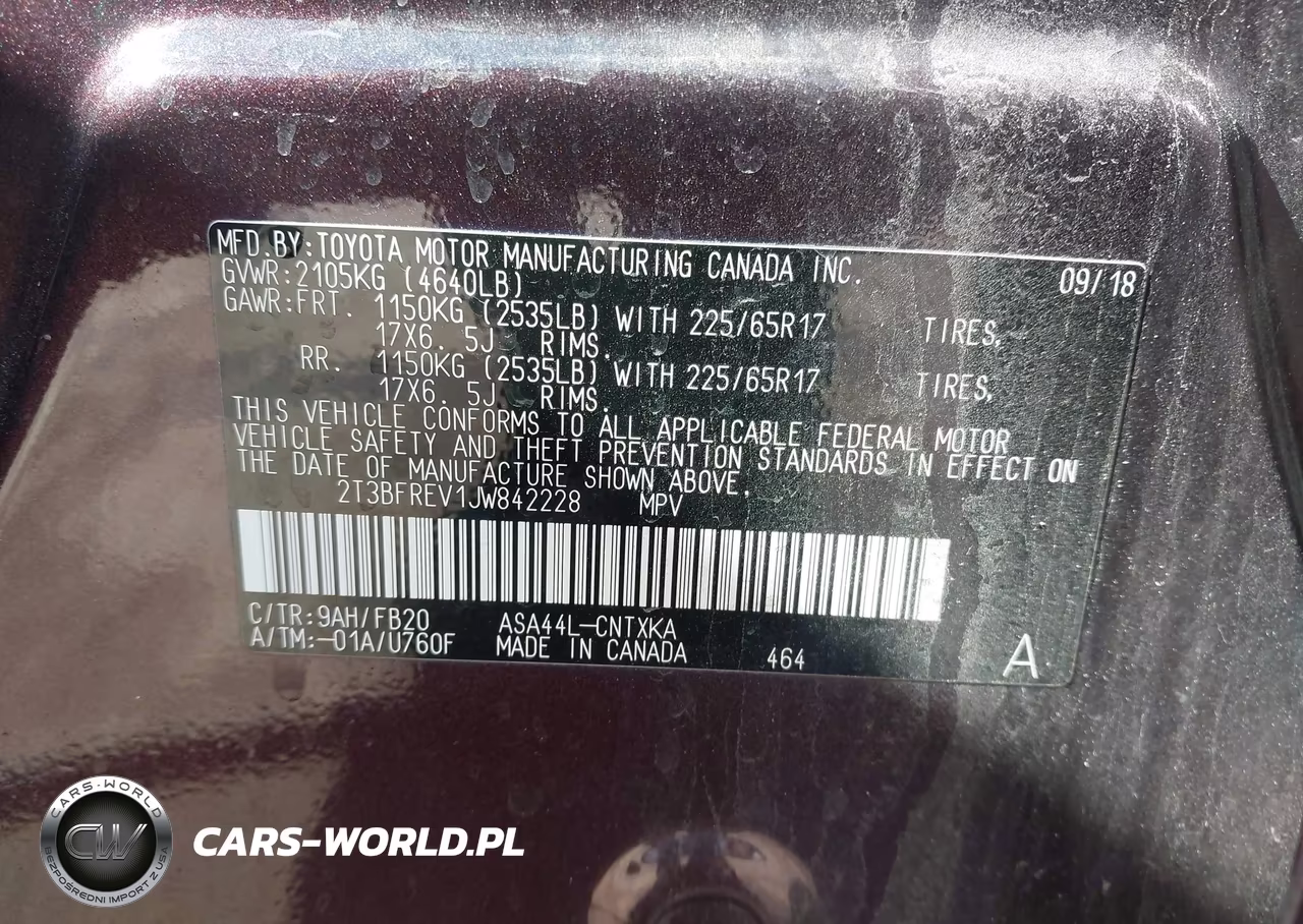 2018 Toyota Rav4 Le VIN:2T3BFREV1JW842228 - 9