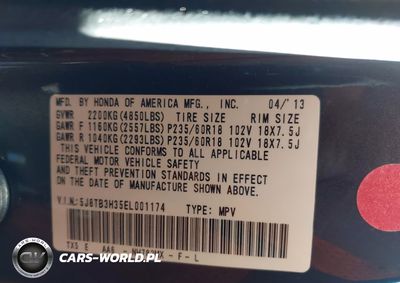 2014 Acura Rdx VIN:5J8TB3H35EL001174 - 9