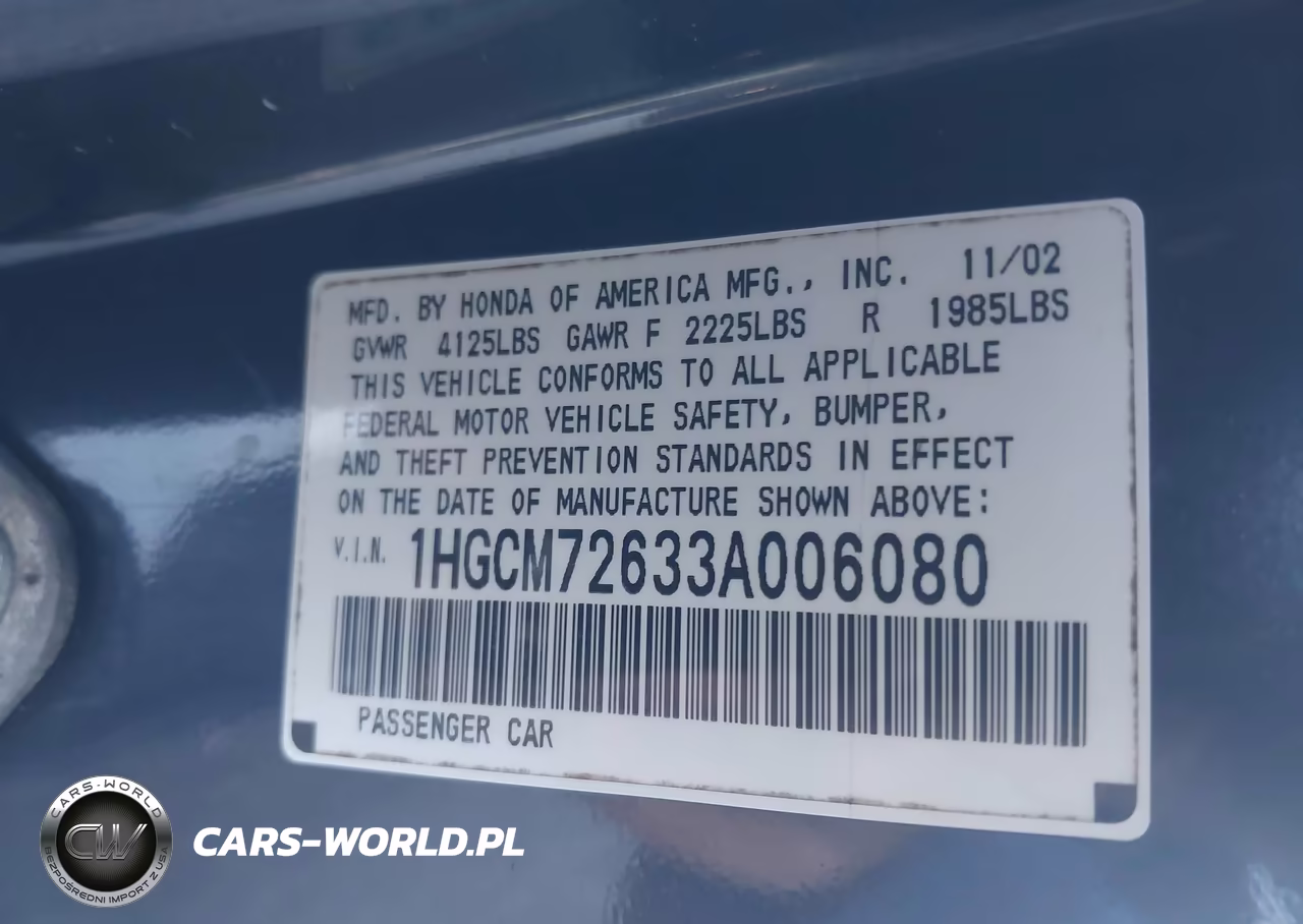 2003 Honda Accord 2.4 Ex VIN:1HGCM72633A006080 - 9