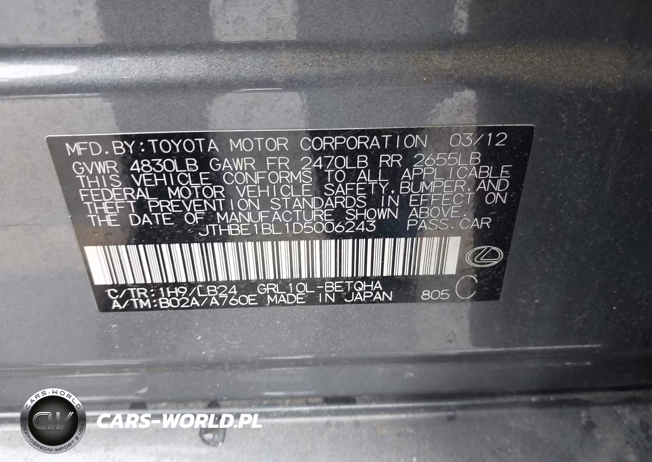 2013 Lexus Gs 350 VIN:JTHBE1BL1D5006243 - 9