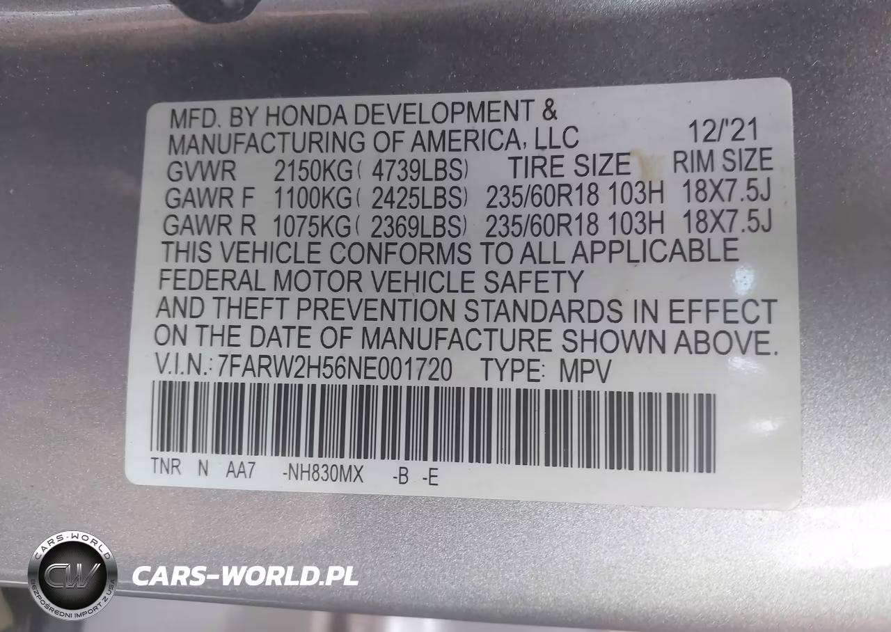 2022 Honda Cr-V Awd Ex VIN:7FARW2H56NE001720 - 9